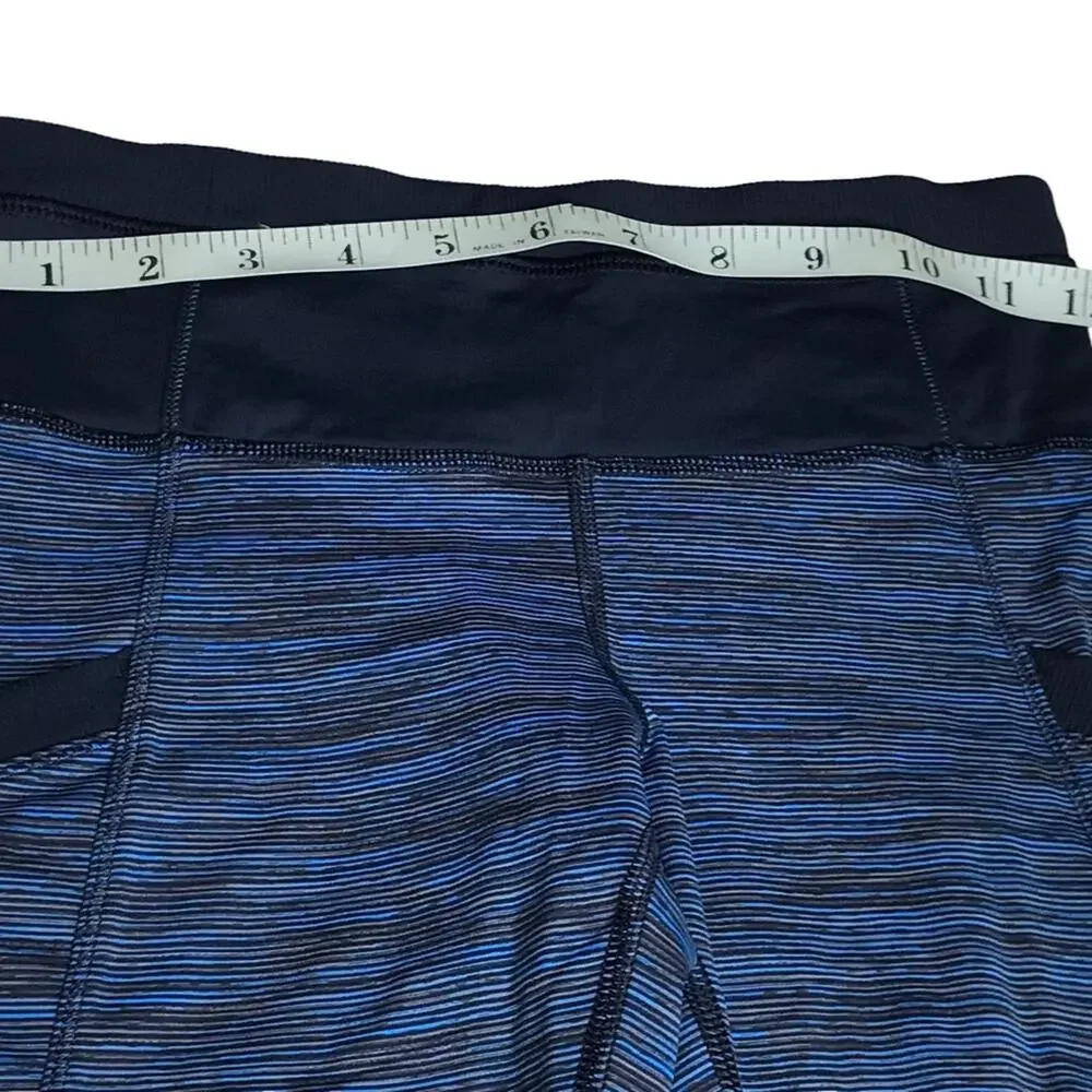 Lululemon Size 2/4 Cut the Crop Striped Cropped Leggings-Side Pockets-Ruched Leg